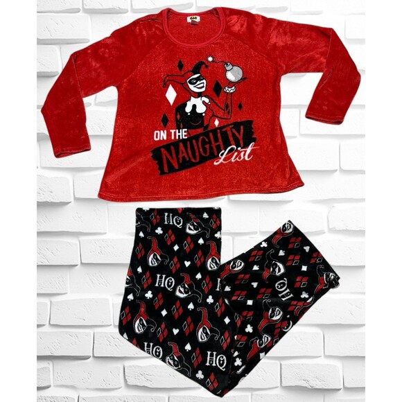Batman Harley Quinn On The Naughty List 2pc Pajama Set Womens 3X 22W-24W - Picture 1 of 13